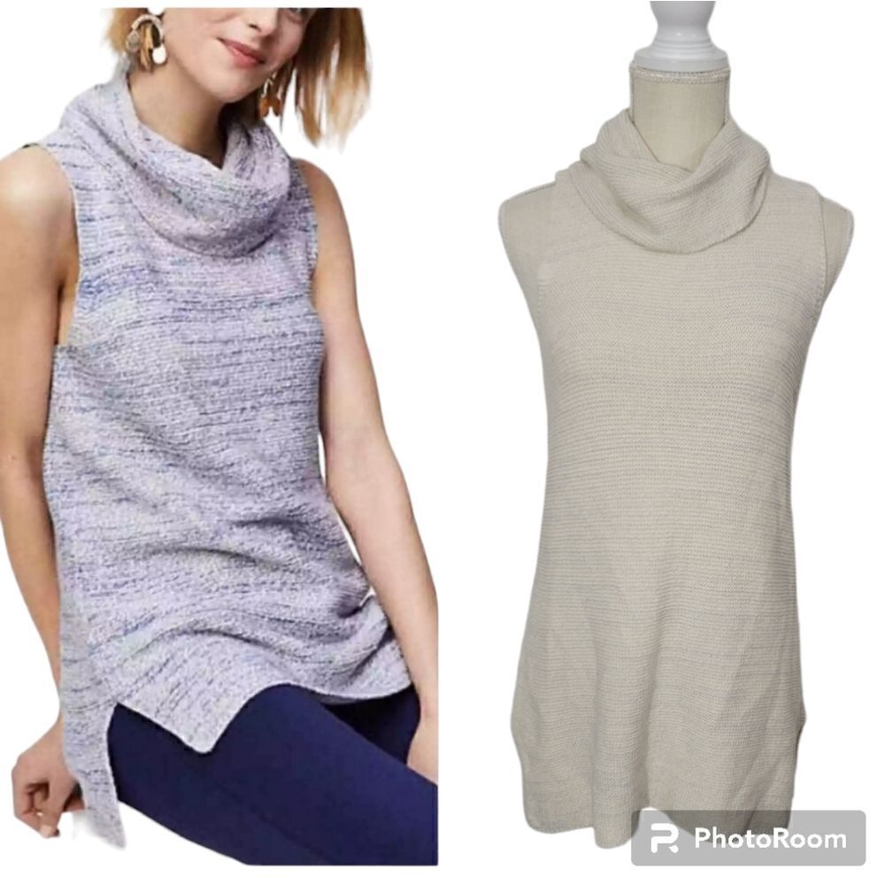 Loft Heathered tan Sleeveless Cowl Neck Tunic Sweater - XS